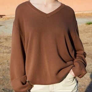 brown v-neck John galt knit Agnes sweater brandy melville